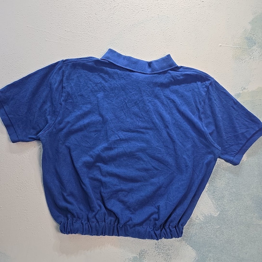Cropped US Polo Association Womens L Polo Shirt Royal Blue Custom Stretchy Hem - Picture 9 of 9